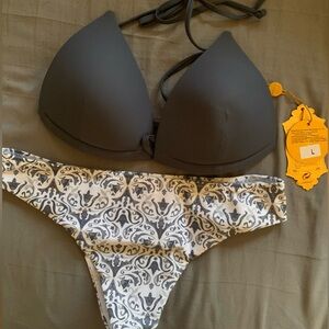 NWT Gray Bikini Swimsuit Size L